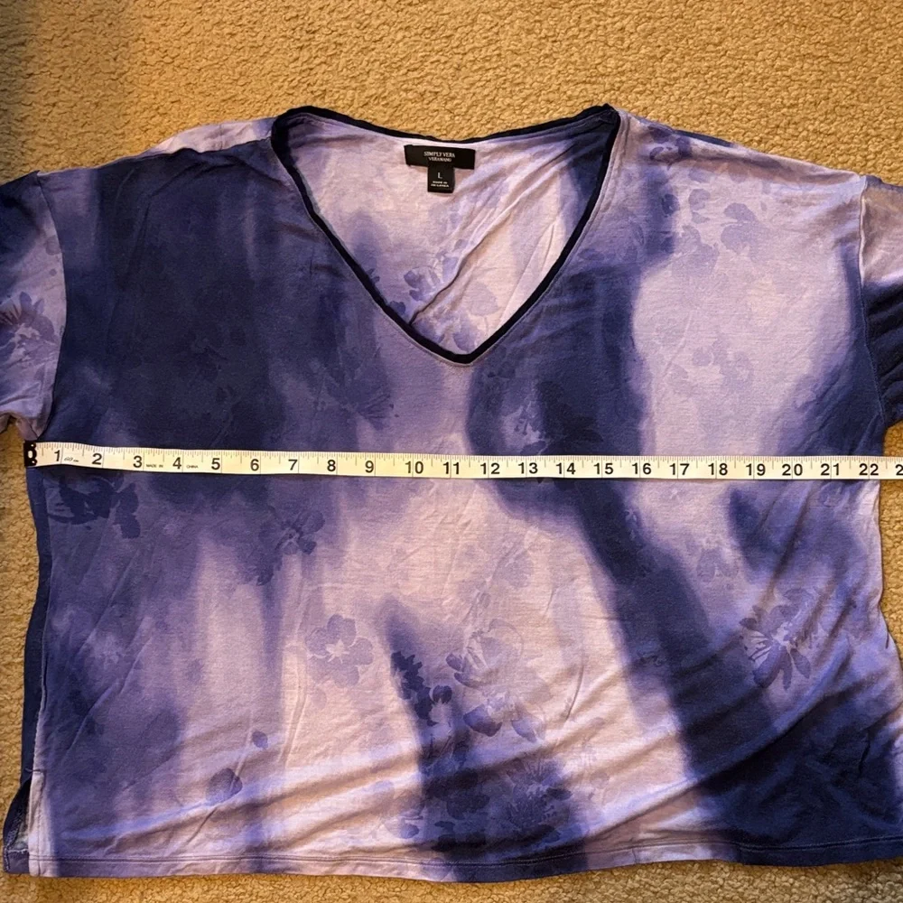 Simply Vera Wang Purple Floral Short Sleeve Tee & Short Lounge Set Size L